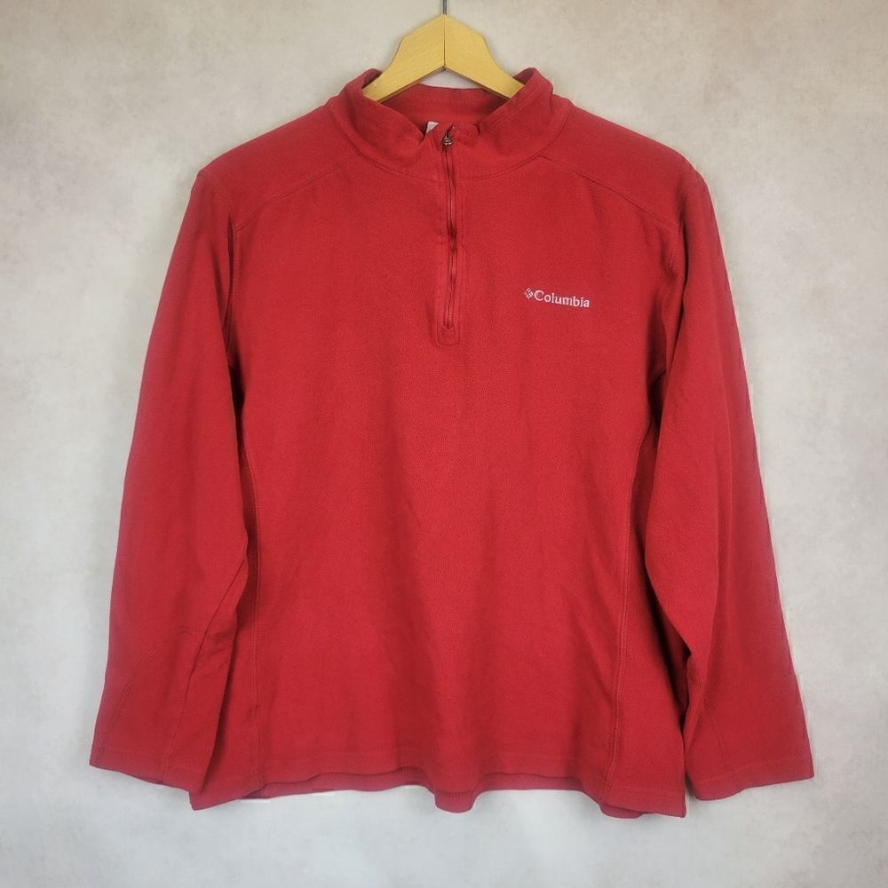 Columbia Red Fleece Quarter Zip Sweatshirt Size L